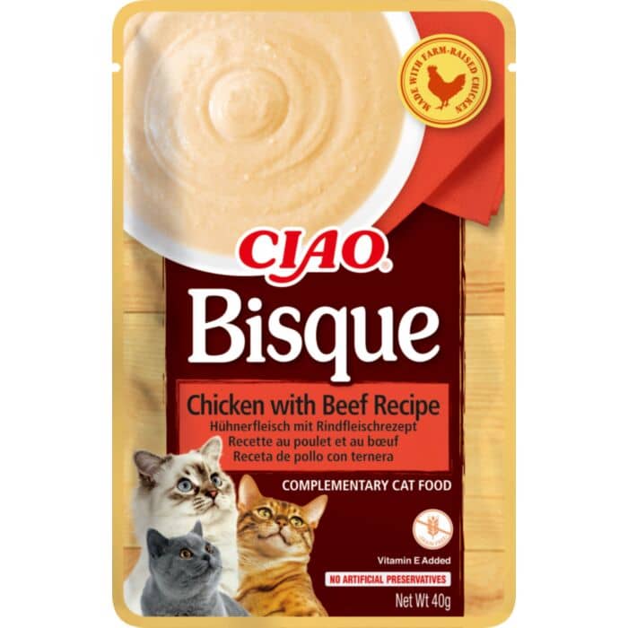 Churu Cat Ciao Bisque kaķu gardums krēms kaķiem ar vistu un liellopu 40 g